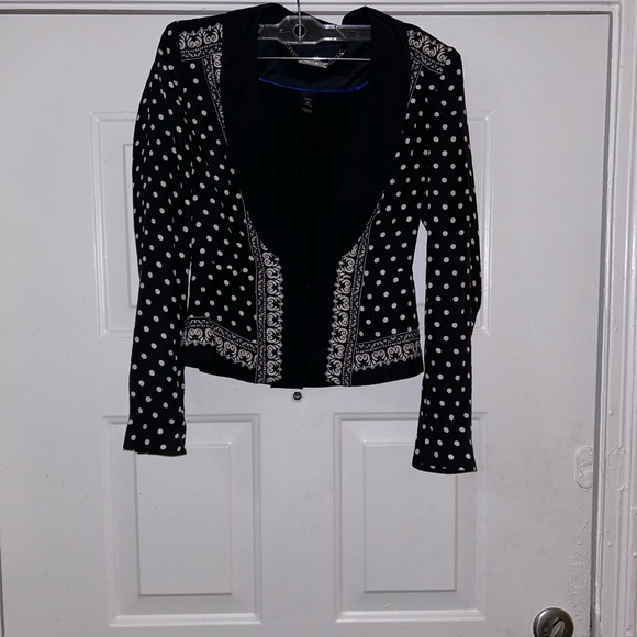 EC WH|BM Black and White 100% Silk Tailored Blazer - Size 00 - Picture 1 of 7